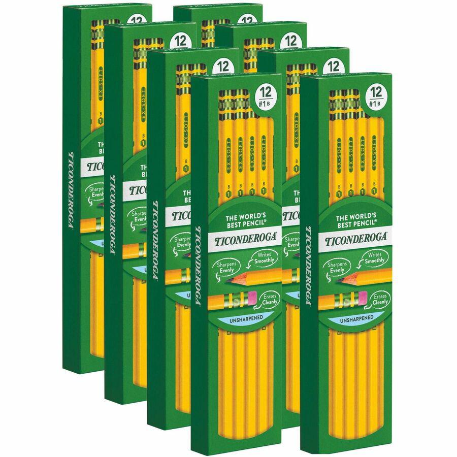 Ticonderoga Wood-Cased Pencils - Black Lead - 2HB - Yellow Barrel - 12 Pencils/Pack - 8 / Carton. Picture 7