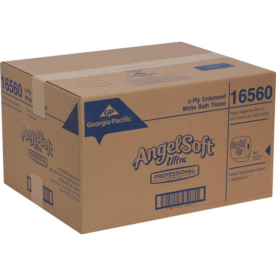 Angel Soft Ultra Professional Series Embossed Toilet Paper - 2 Ply - 4.05" x 4.50" - 400 Sheets/Roll - White - 60 / Carton. Picture 4