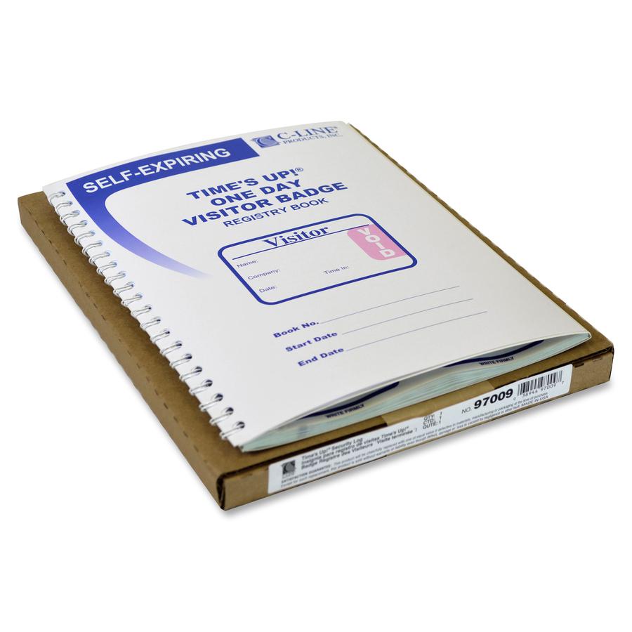 C-Line Time's Up! Self-Expiring Visitor Badges with Registry Log - One Day Badge, 3 x 2 Badge Size, 150 Badges and Log Book/BX, 97009. Picture 2