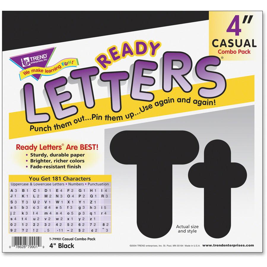 Trend Black 4" Casual Combo Ready Letters Set - Skill Learning: Number, Alphabet, Symbol - 20 x Number, 82 x Lowercase Letters, 50 x Uppercase Letters, 29 x Punctuation Marks Shape - Casual Style - Fa. Picture 4