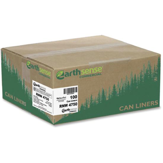 Berry Reclaim Heavy-Duty Recycled Can Liners - Extra Large Size - 56 gal Capacity - 48" Length x 43" Width x 1.25 mil (32 Micron) Thickness - Black - Plastic - Can - Recycled - 100 / Carton. Picture 3