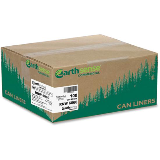 Berry Reclaim Heavy-Duty Recycled Can Liners - Extra Large Size - 60 gal Capacity - 58" Length x 38" Width x 1.65 mil (42 Micron) Thickness - Black - Plastic - Can - Recycled - 100 / Carton. Picture 3