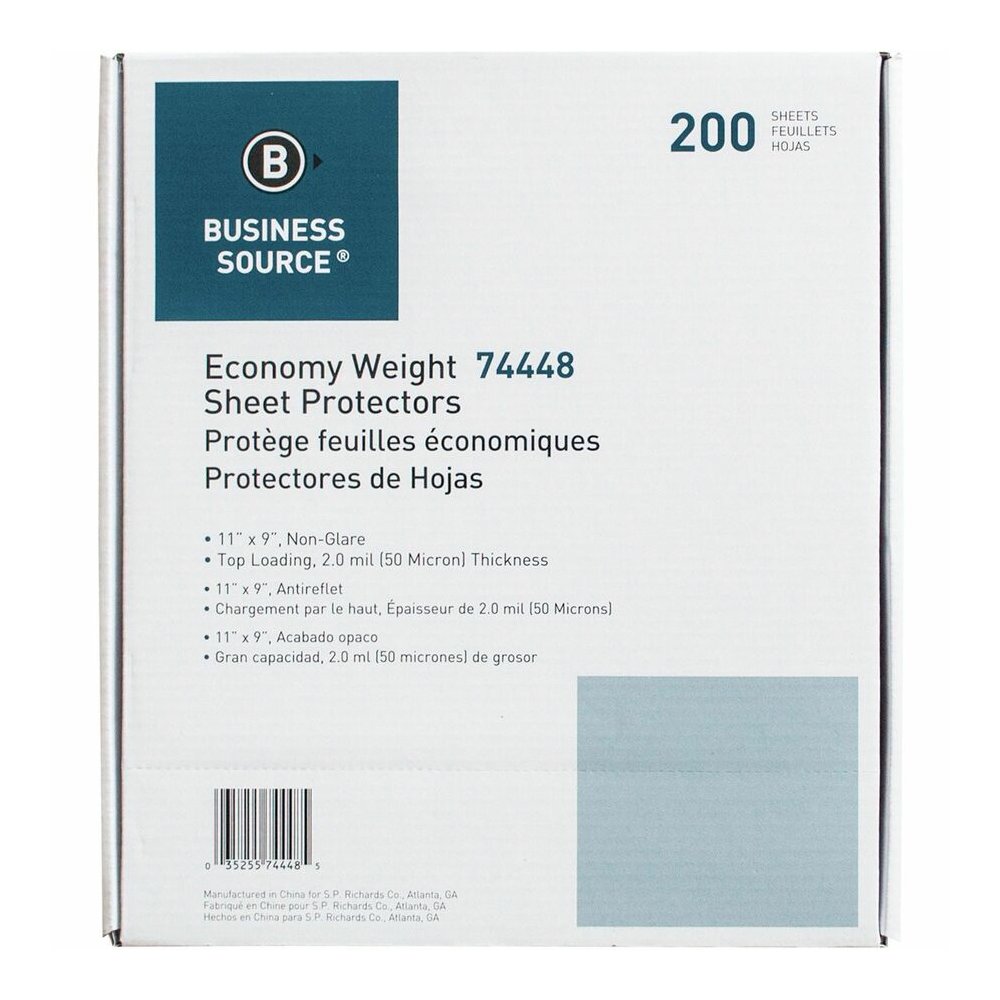 Business Source Economy Weight Sheet Protectors - 11" Height x 9" Width x 2 mil Thickness - For Letter 8 1/2" x 11" Sheet - Ring Binder - Rectangular - Semi Clear - Polypropylene - 200 / Box. Picture 3