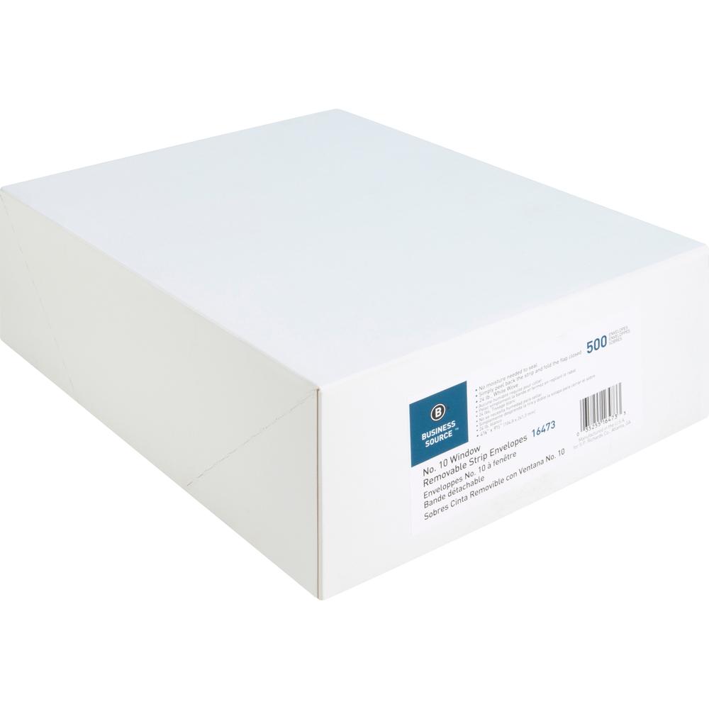 Business Source Security Tint Window Envelopes - Business - #10 - 9 1/2" Width x 4 1/8" Length - Peel & Seal - White - Wove - 500 / Box. Picture 3