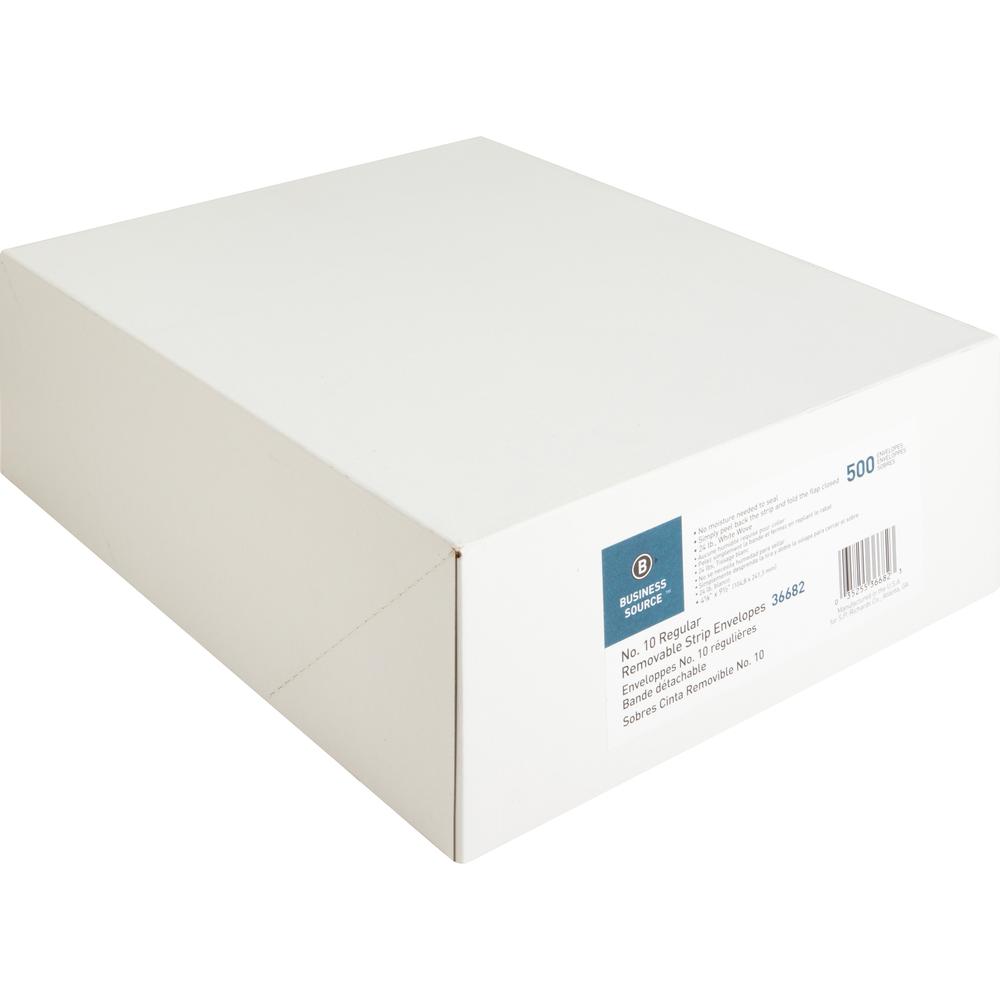 Business Source Regular Tint Peel/Seal Envelopes - Business - #10 - 9 1/2" Width x 4 1/8" Length - 24 lb - Peel & Seal - White - Wove - 500 / Box. Picture 5