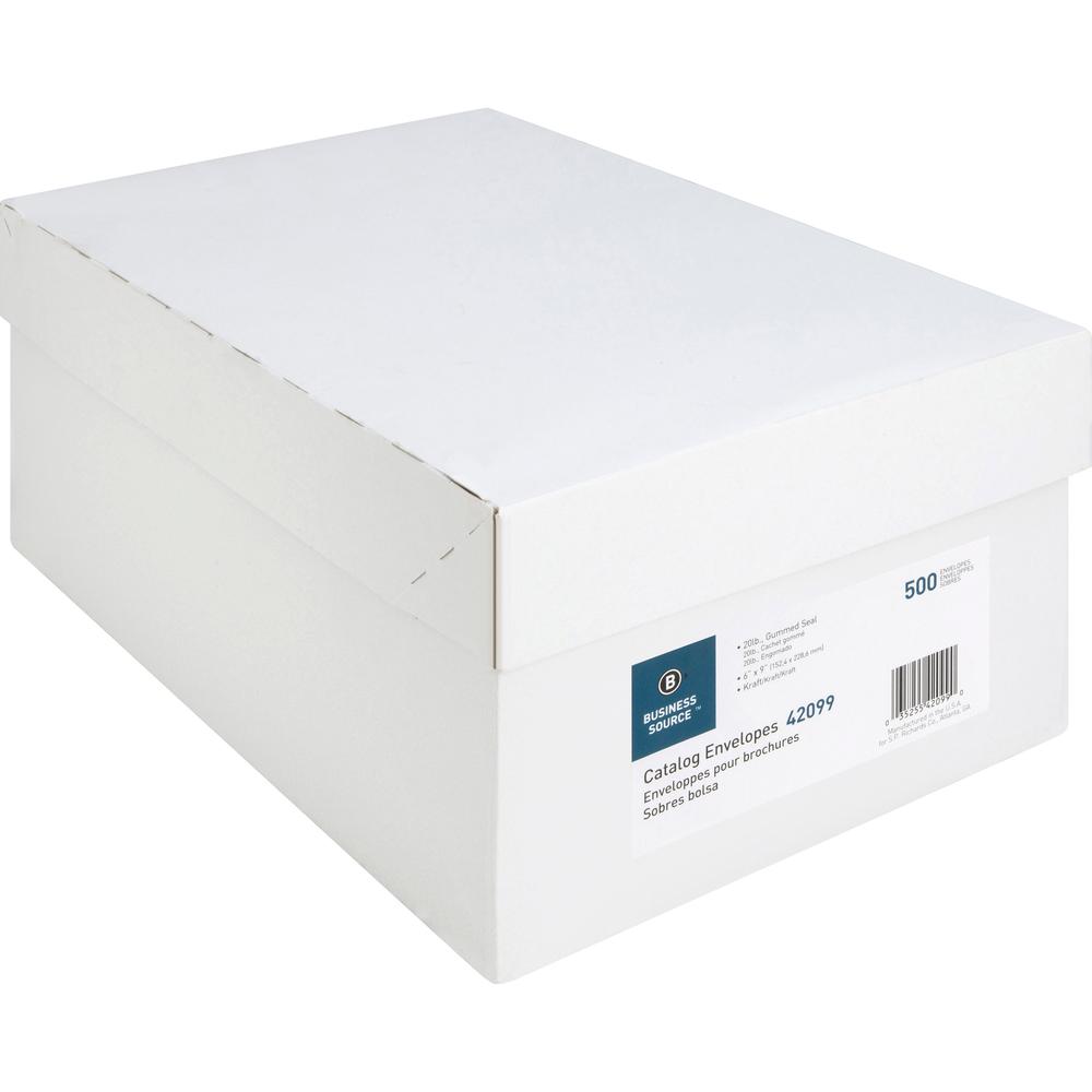 Business Source Durable Kraft Catalog Envelopes - Catalog - 6" Width x 9" Length - 24 lb - Gummed - Kraft - Kraft - 500 / Box. Picture 6