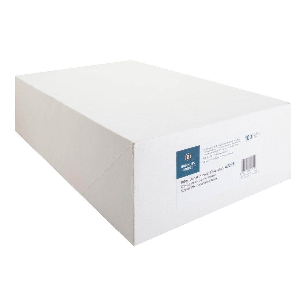 Business Source 2-sided Inter-Department Envelopes - Inter-department - 10" Width x 13" Length - 28 lb - String/Button - Kraft - Kraft - 100 / Box. Picture 2