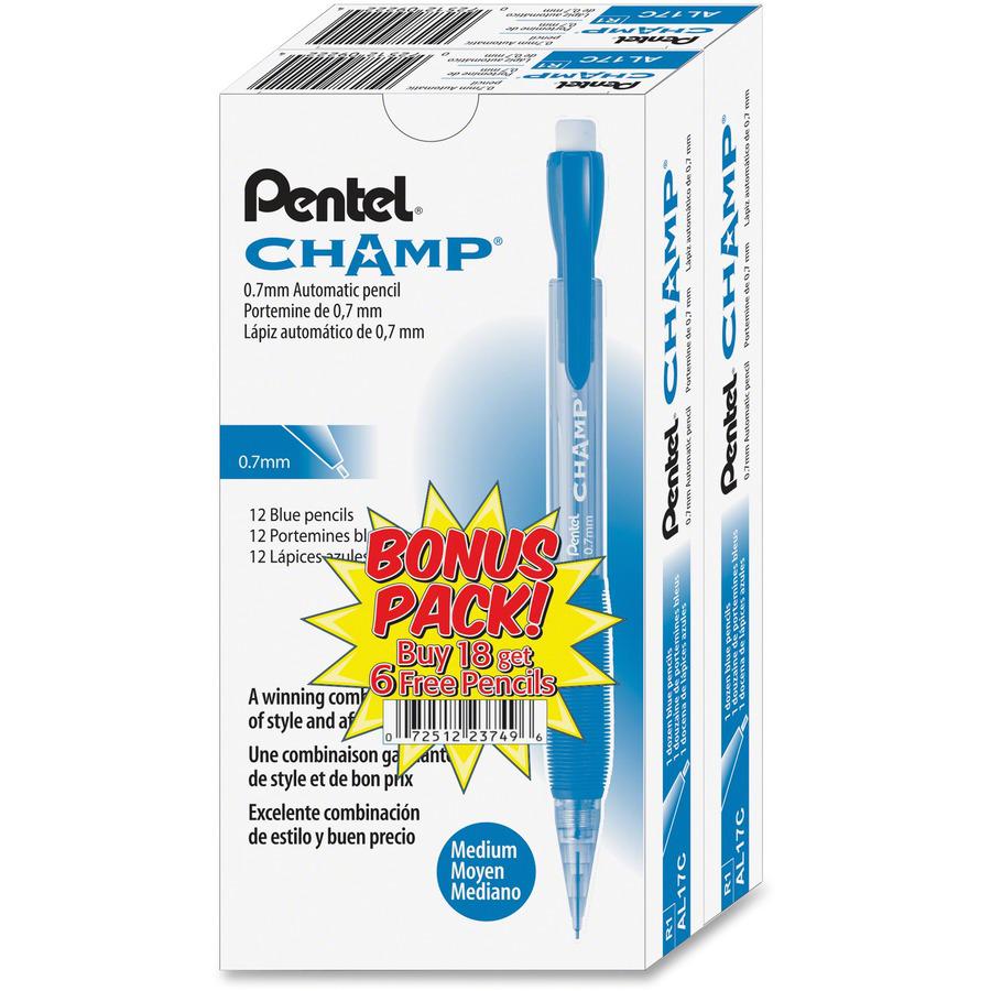 Pentel Champ Mechanical Pencils - 0.7 mm Lead Diameter - Blue Barrel - 24 / Pack. Picture 5