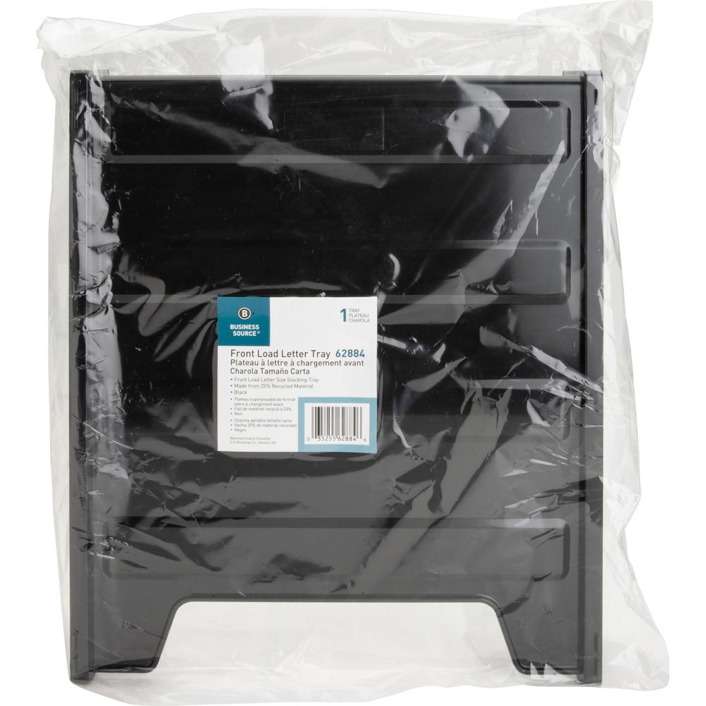 Business Source Front-Load Stackable Letter Tray - Desktop - Stackable - 25% Recycled - Black - Plastic - 1 Each. Picture 7