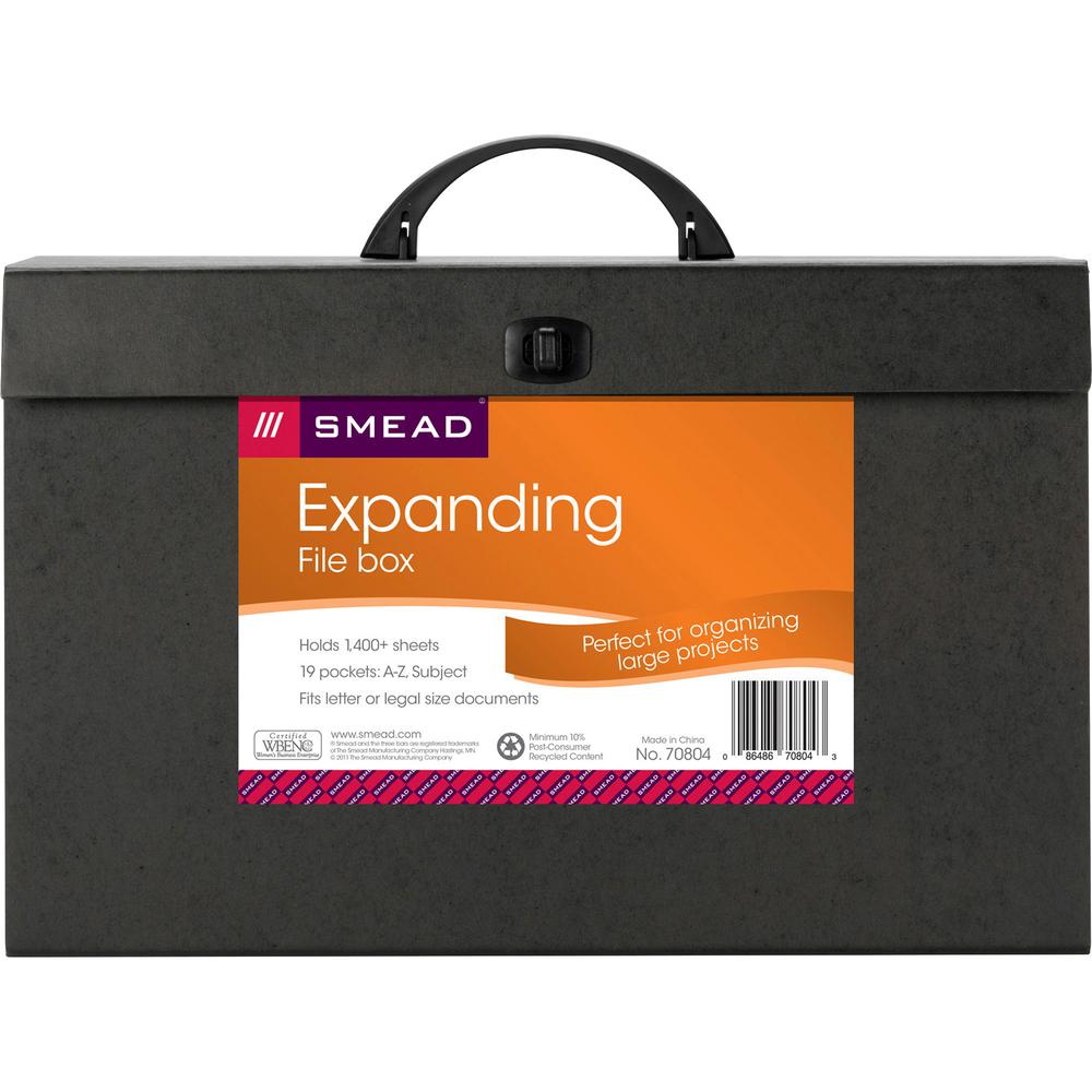 Smead Legal Recycled Expanding File - 8 1/2" x 14" - 1400 Sheet Capacity - 19 Pocket(s) - Black - 30% Recycled - 1 Each. Picture 4