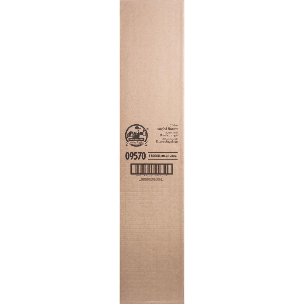 Genuine Joe Angle Broom - Polyvinyl Chloride (PVC) Bristle - 47" Handle Length - 54.5" Overall Length - Steel Handle - Yellow - 1 Each. Picture 4
