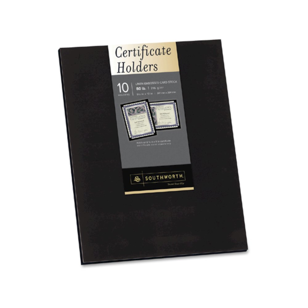 Southworth Letter Certificate Holder - 8 1/2" x 11" - Linen - Black - Heavyweight, Tab, Acid-free, Lignin-free - 0% Recycled - 10 / Pack. Picture 3
