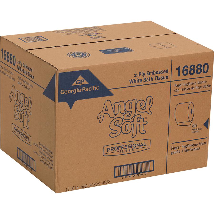 Angel Soft Professional Series Embossed Toilet Paper - 2 Ply - 4" x 4.05" - 450 Sheets/Roll - White - 80 / Carton. Picture 2