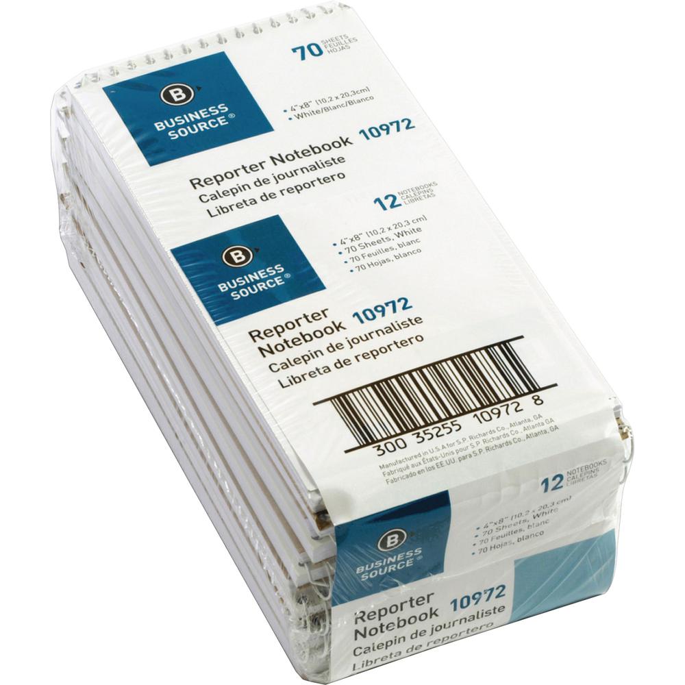 Business Source Coat Pocket-size Reporters Notebook - 70 Sheets - Spiral - 4" x 8" Sheet Size - White Paper - No - 1 Dozen. Picture 5