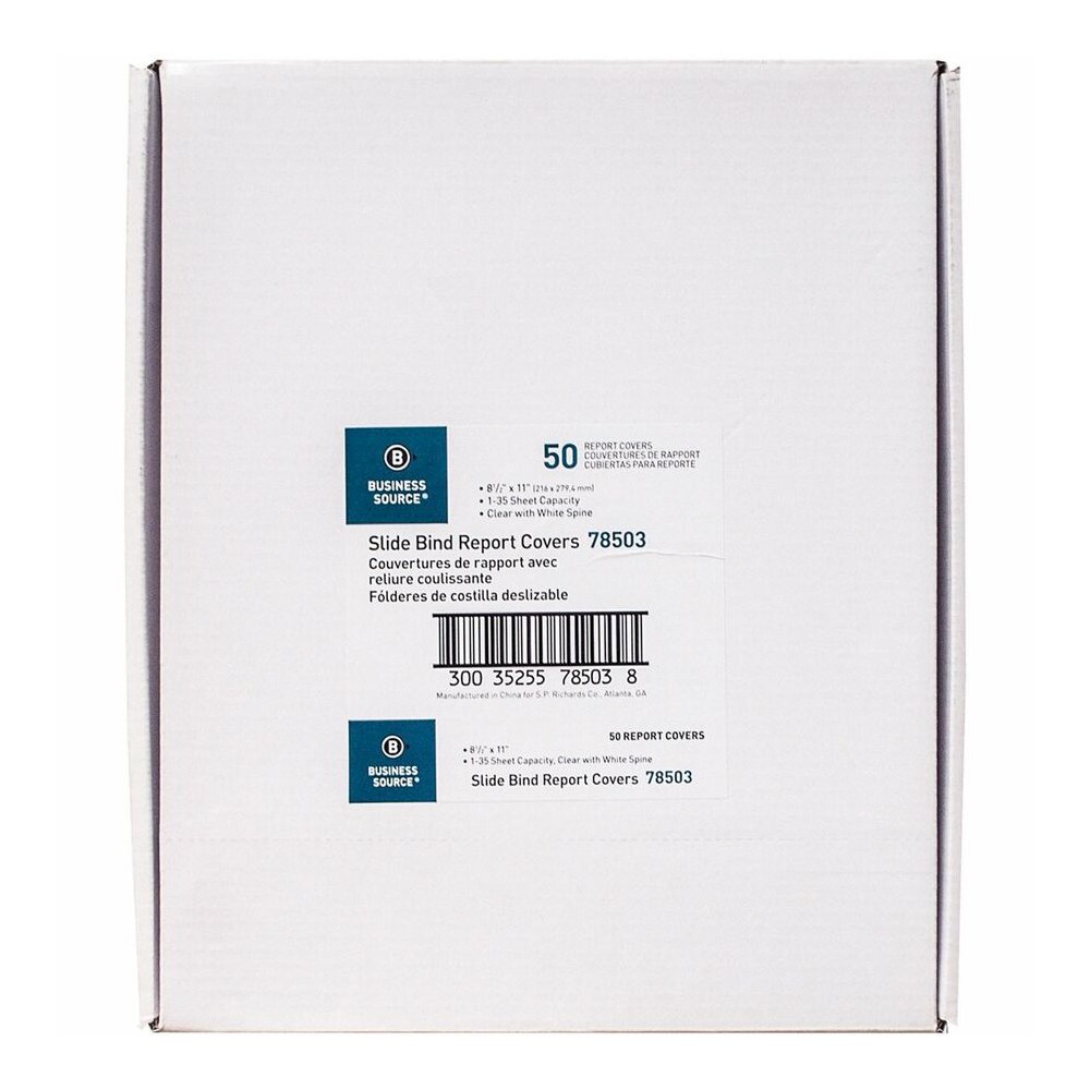 Business Source Report Cover - 1/8" Folder Capacity - 8 1/8" x 11" - Polypropylene - White - 50 / Box. Picture 3