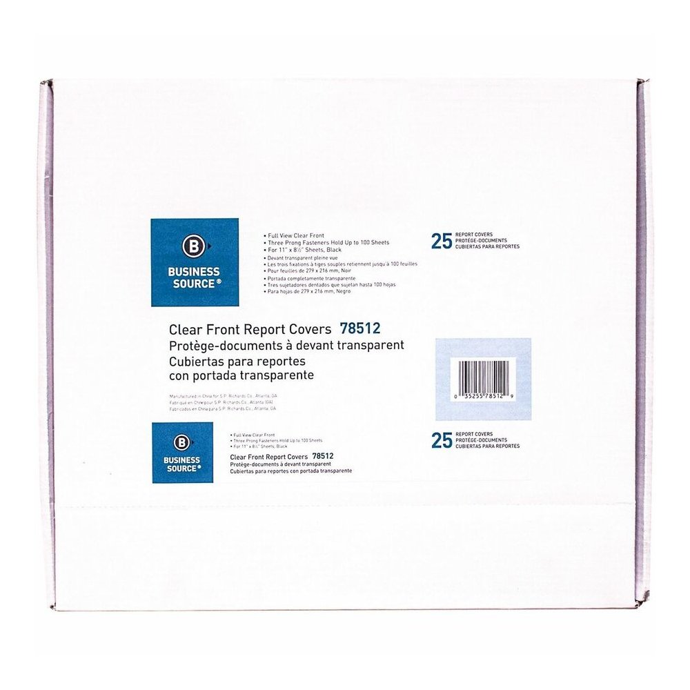 Business Source Letter Report Cover - 1/2" Folder Capacity - 8 1/2" x 11" - 100 Sheets Capacity - 3 x Prong Fastener - Black - Durable, Non-stick, Heavy Duty, Water Resistant, Textured - 1 Box. Picture 4