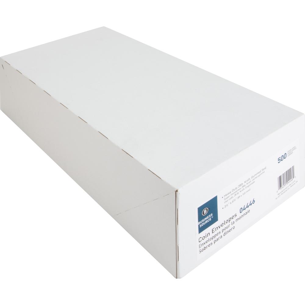 Business Source Little Coin No. 7 Kraft Envelopes - Coin - #7 - 3 1/2" Width x 6 1/2" Length - 28 lb - Gummed - Brown Kraft - Kraft - 500 / Box. Picture 9
