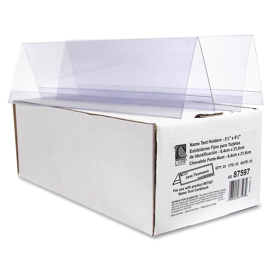 C-Line Heavyweight Rigid Plastic Name Tent Holder - Medium Size, 2-1/2 x 8-1/2, 25/BX, 87597. Picture 4