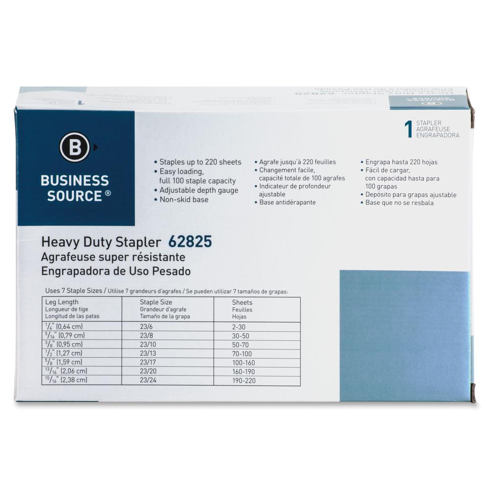 Business Source Heavy-duty Stapler - Staples Upto 220 Sheet - Staple Size: 0.25" , 0.31" , 0.37" , 0.50" , 0.56" , 0.63" , 0.75" , 0.81" , 0.88" , 0.94" - 2" Throat Depth - Black, Putty - Rubber, Stee. Picture 3