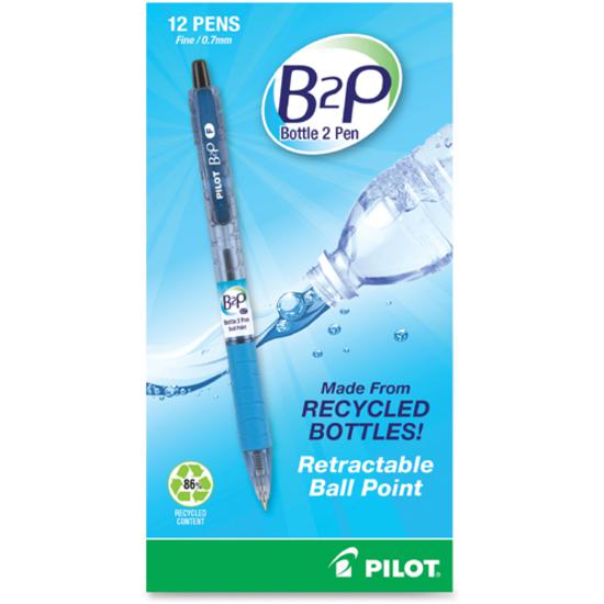 Pilot Recycled Retractable Ballpoint Pens - Refillable - Retractable - Black Ink - Gel-based - Plastic Barrel - 1 Dozen. Picture 4