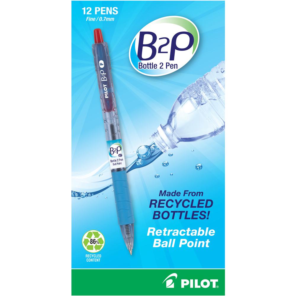 Pilot Recycled Retractable Ballpoint Pens - Refillable - Retractable - Red Ink - Gel-based - Plastic Barrel - 1 Dozen. Picture 3