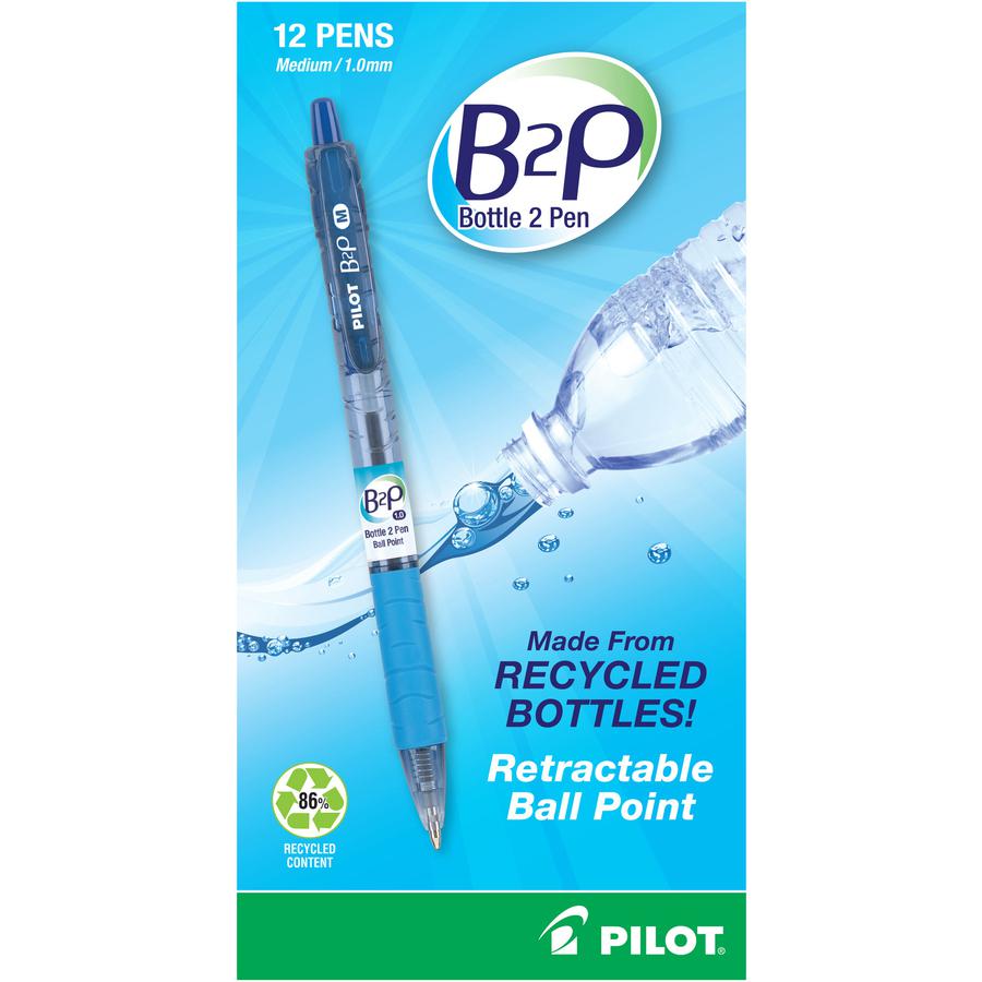 Pilot Med-Point Ballpoint Pens - Refillable - Retractable - Blue Ink - Gel-based - Plastic Barrel - 1 Dozen. Picture 2
