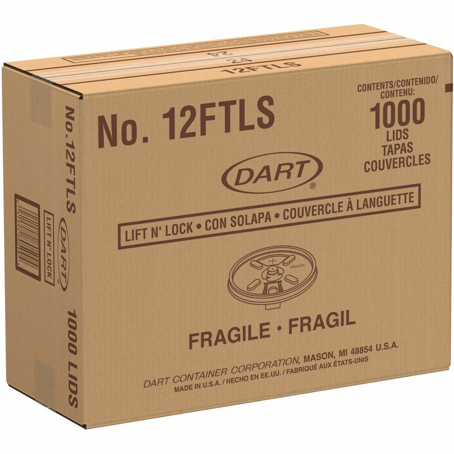 Dart Lift-n-Lock Coffee Cup Clear Lids - Dome - Plastic - White, Translucent - 100/Bag - 10 / Carton. Picture 3