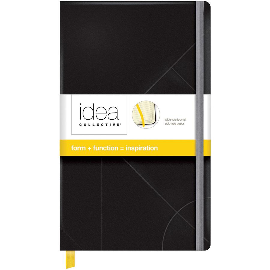 TOPS Idea Collective Wide-ruled Journal - 240 Sheets - Book Bound - 8 1/4" x 5" - 0.63" x 5" x 8.3" - Cream Paper - Black Cover - Durable Cover, Elastic Band, Acid-free - 1 Each. Picture 3