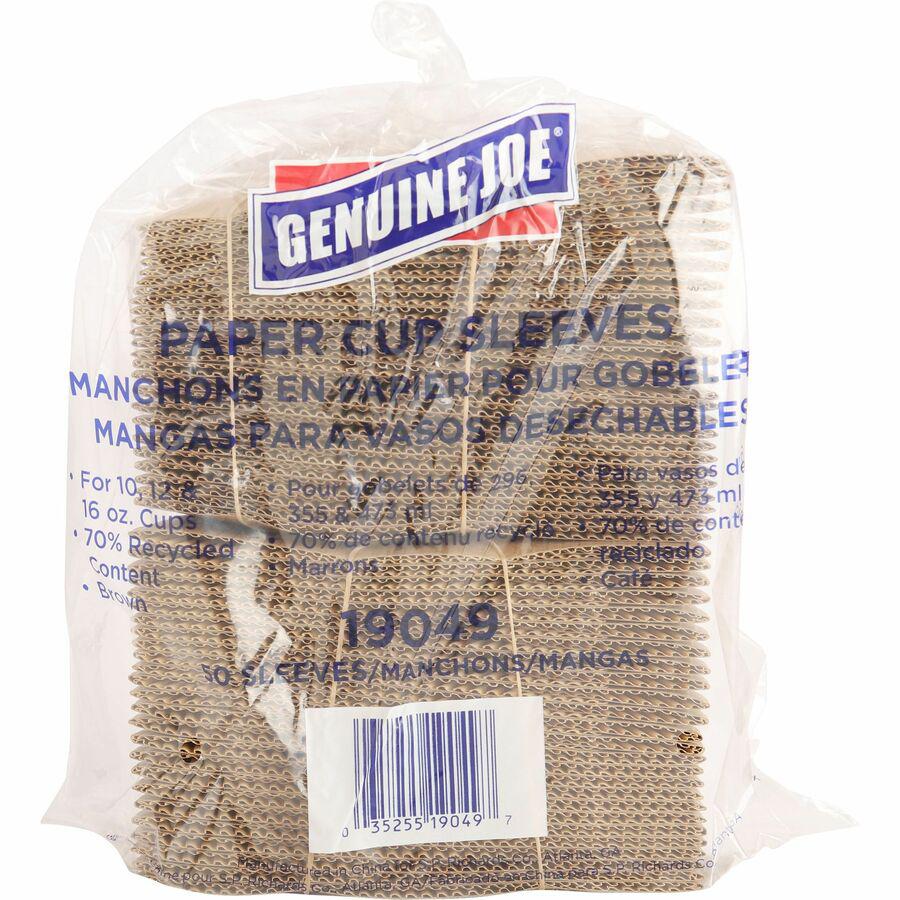 Genuine Joe Protective Corrugated Cup Sleeves - 20 / Carton - Brown. Picture 13