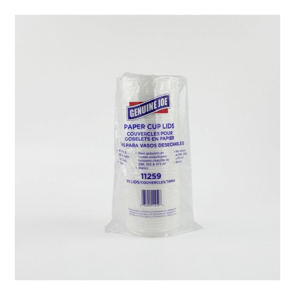Genuine Joe Hot Cup Protective Lids - Polystyrene - White - 50/Pack - 20 / Carton. Picture 3