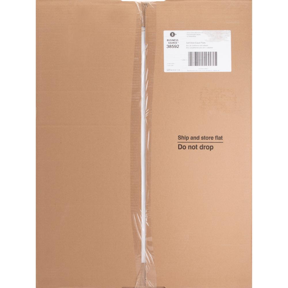 Business Source 25"x30" Self-stick Easel Pads - 30 Sheets - Plain - 25" x 30" Sheet Size - White Paper - Cardboard Cover - Self-stick - 4 / Carton. Picture 6