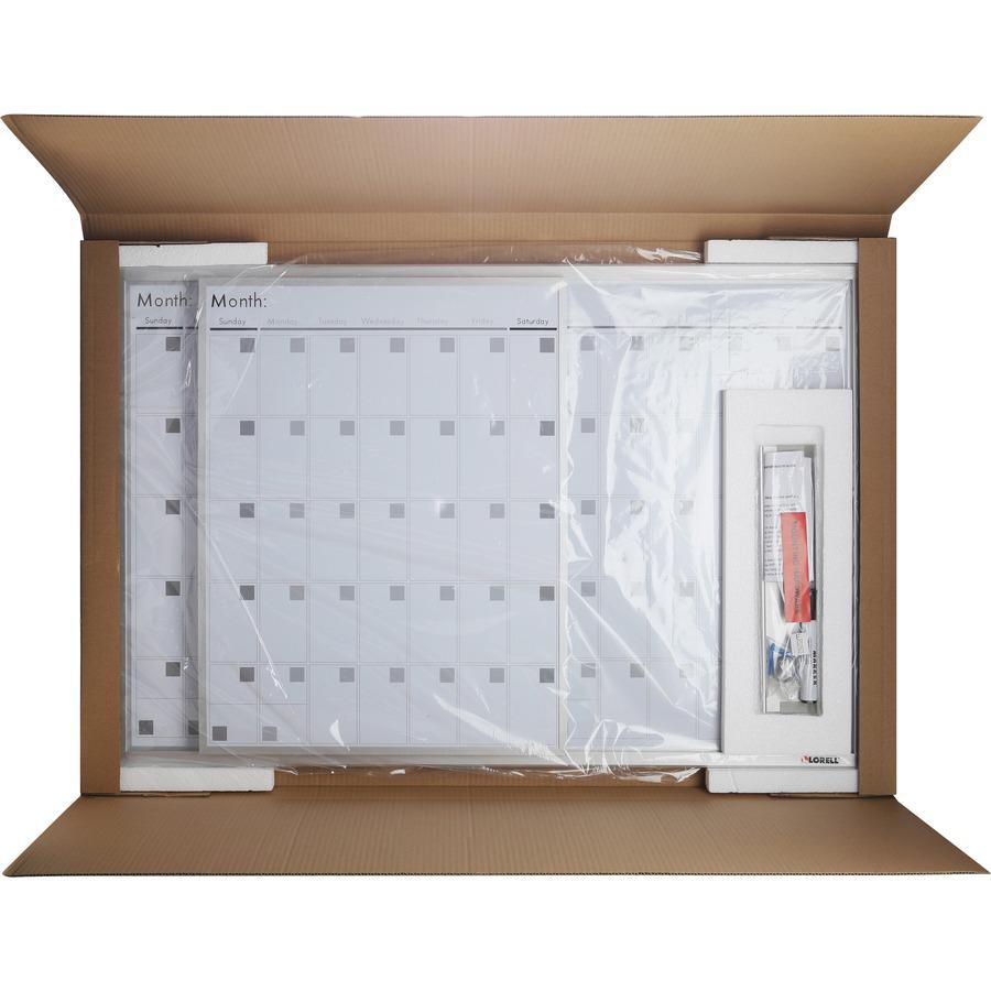 Lorell Magnetic Dry-Erase Calendar Board - 36" (3 ft) Width x 24" (2 ft) Height - Frost Surface - Rectangle - Magnetic - Stain Resistant - Assembly Required - 1 Each. Picture 2