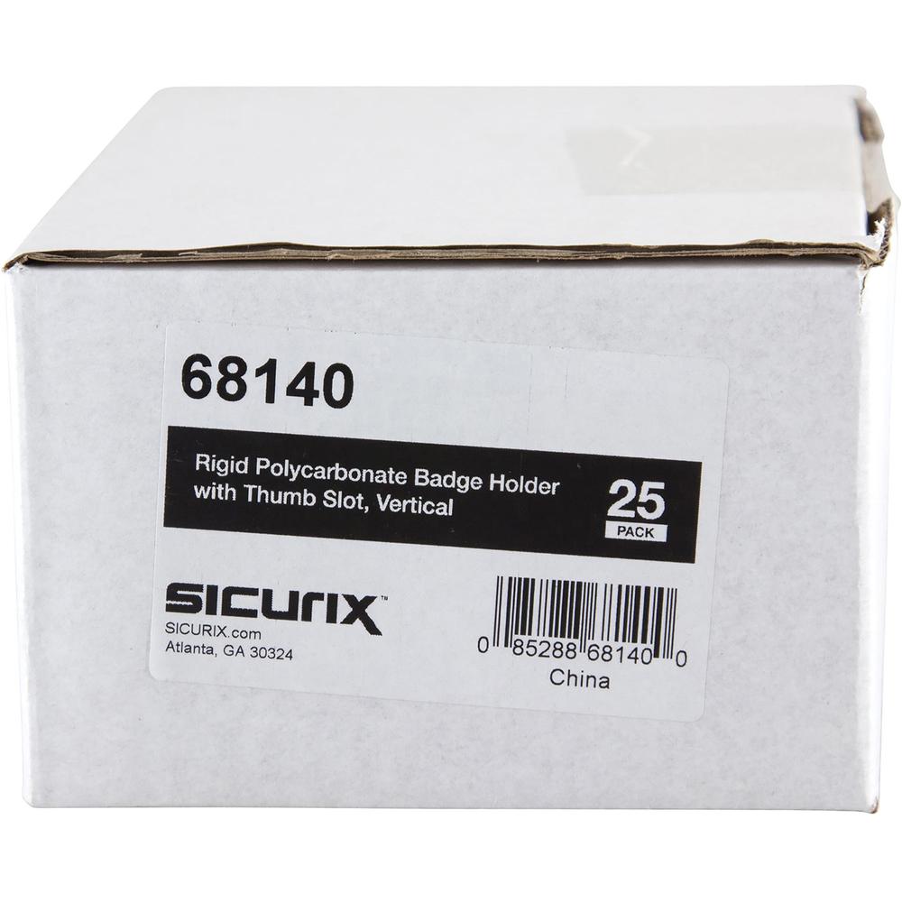 SICURIX Rigid PC ID Badge Dispensers with Thumb Slot - Vertical - Support 2.50" x 3.50" Media - Vertical - Polycarbonate - 25 / Pack - Clear. Picture 3