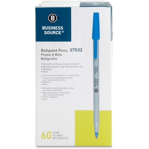 Business Source Bulk Pack Ballpoint Stick Pens - Blue Ink - Tungsten Carbide Tip - 60 / Box. Picture 5
