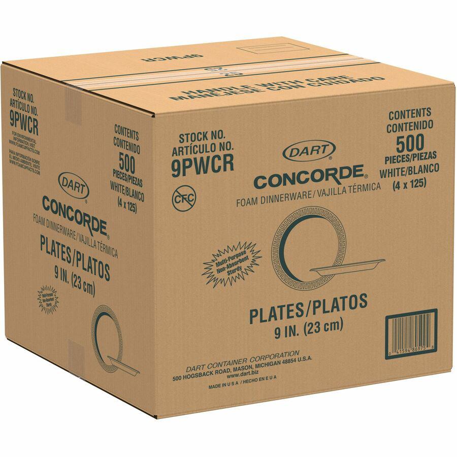 Dart Concorde 9" Nonlaminated Foam Plates - 125.0 / Bag - 9" Diameter - Foam Body - 4 / Carton. Picture 3