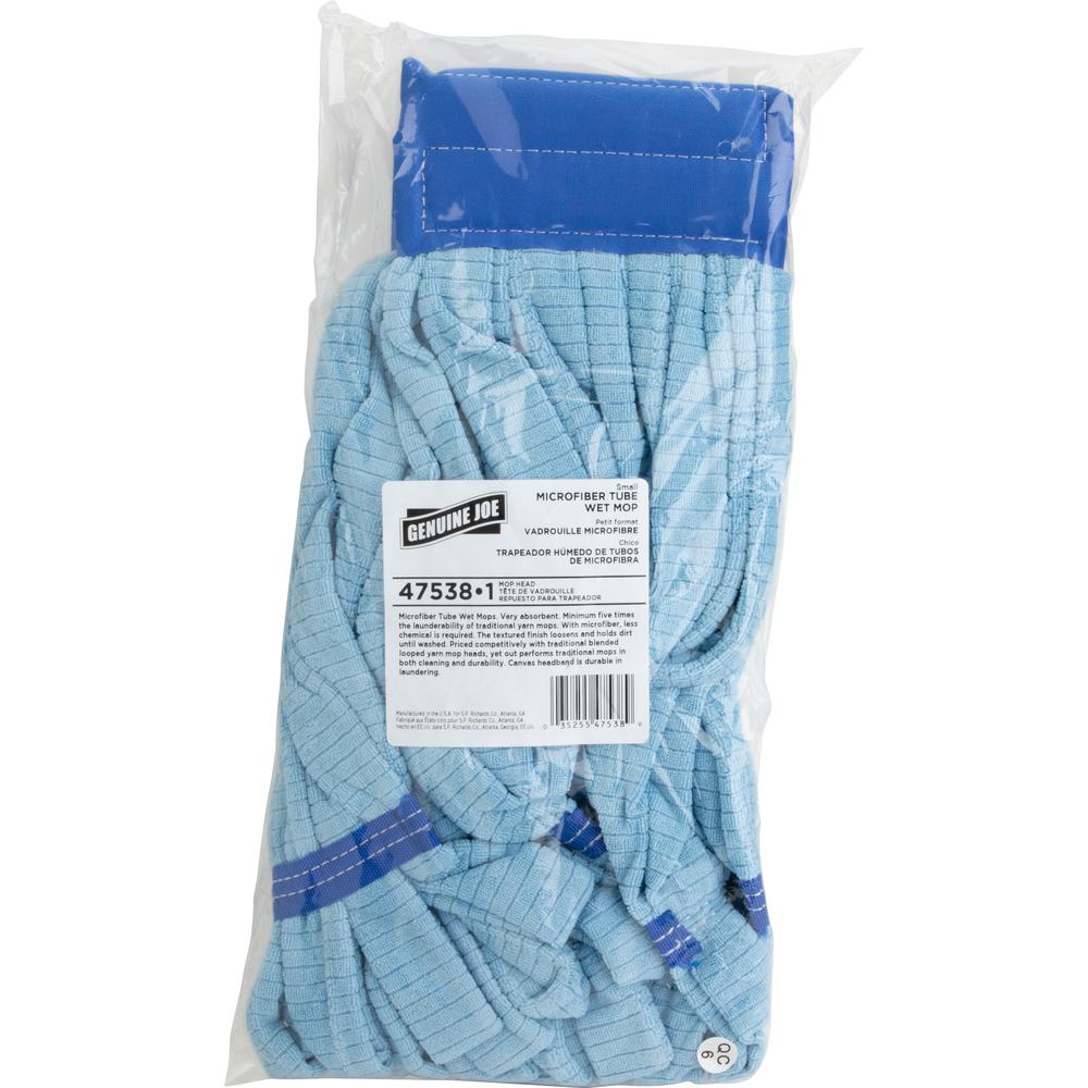 Genuine Joe Microfiber Wet Mophead Refill - Small - MicroFiber - Blue - 1Each. Picture 3