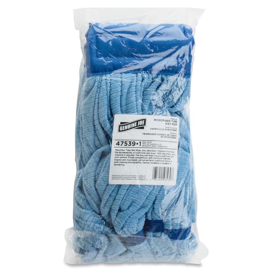 Genuine Joe Microfiber Wet Mophead Refill - Medium - MicroFiber - Blue - 1Each. Picture 3