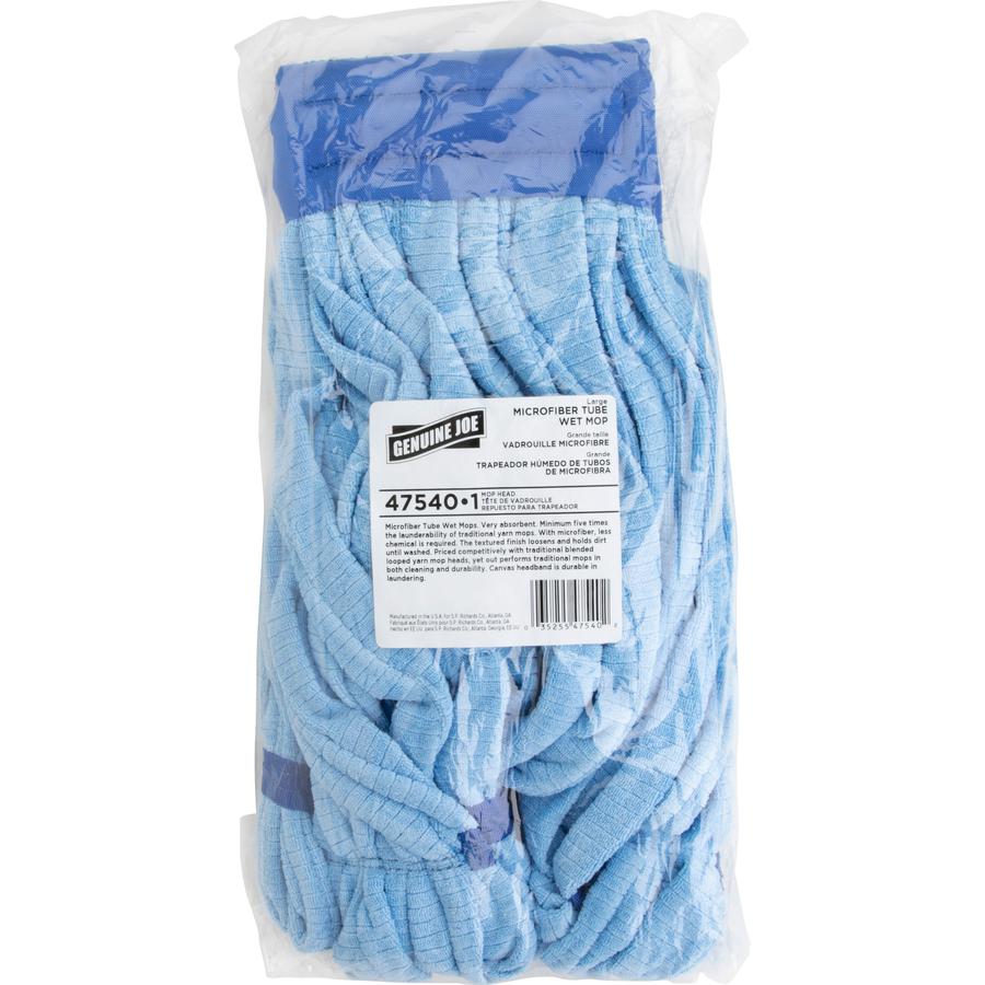Genuine Joe Microfiber Wet Mophead Refill - Large - MicroFiber - Blue - 1Each. Picture 5