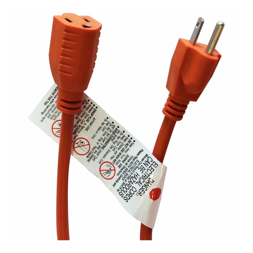Compucessory Heavy-duty Indoor/Outdoor Extension Cord - 16 Gauge - 125 V AC / 13 A - Orange - 100 ft Cord Length - 1 Each. Picture 3