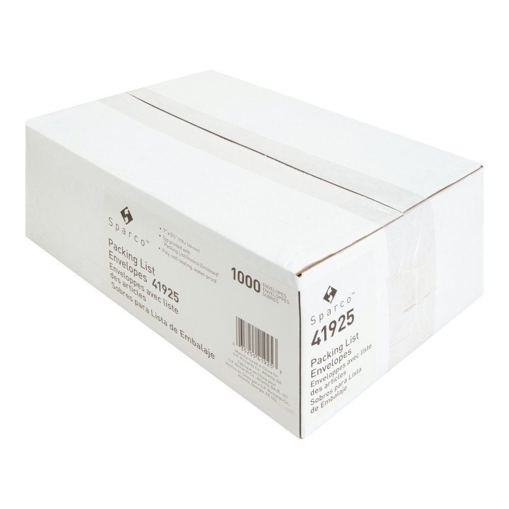 Sparco Pre-labeled Packing Slip Envelope - Packing List - 7" Width x 5 1/2" Length - 70 g/m² - Self-adhesive Seal - White - Paper, Low Density Polyethylene (LDPE) - 1000 / Box. Picture 6