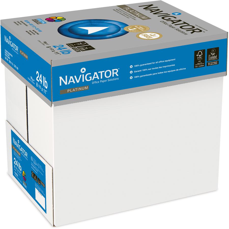 Navigator Platinum Superior Productivity Multipurpose Paper - Silky Touch - Bright White - 99 Brightness - 96% Opacity - Letter - 8 1/2" x 11" - 24 lb Basis Weight - Extra Smooth - 5000 / Carton - Jam. Picture 4