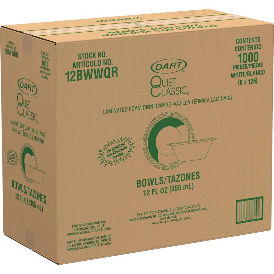 Dart Quiet Classic 12 oz Laminated Foam Bowls - Plastic, Foam Body - 125 / Pack. Picture 3