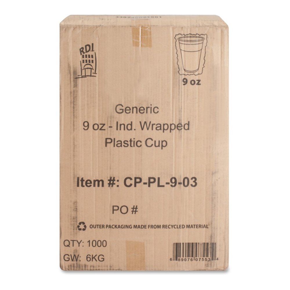 Coffee Pro 9oz Individually Wrapped Plastic Cups - 9 fl oz - Clear - Plastic - 1000 / Carton. Picture 2