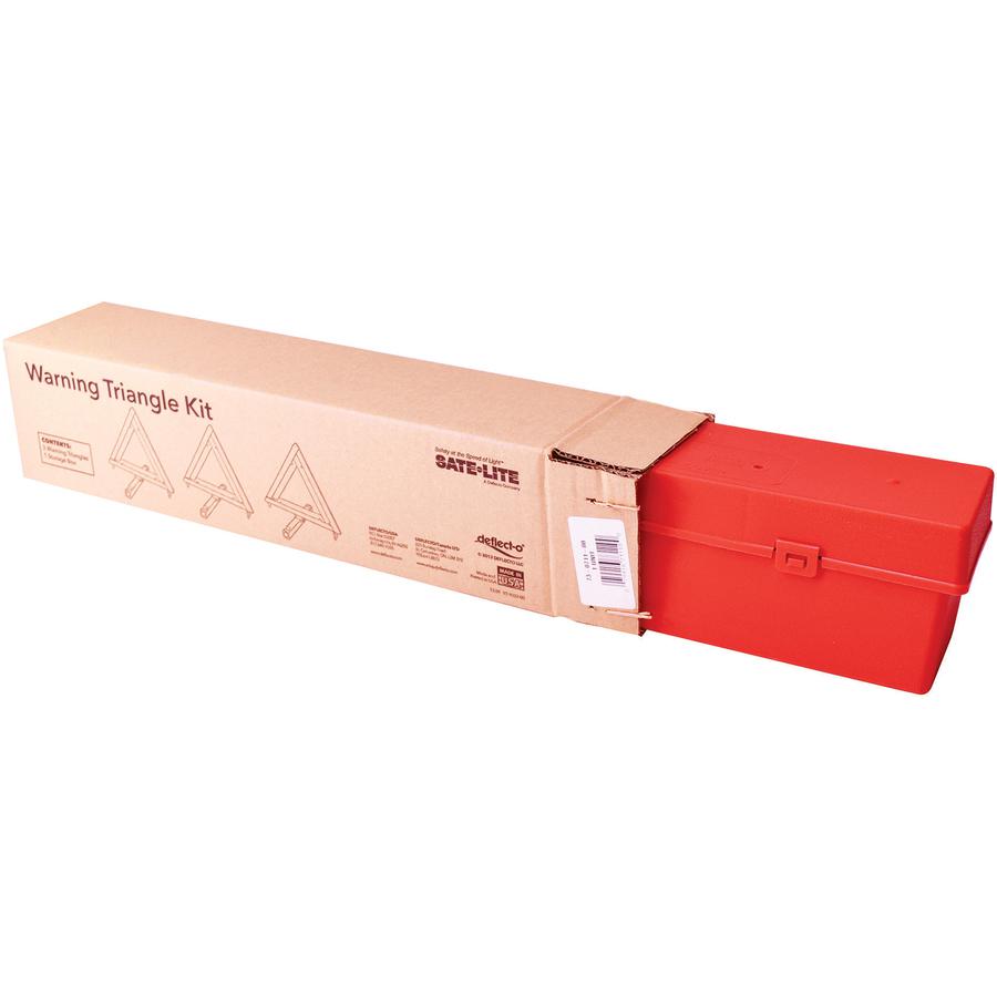 Deflecto Emergency Warning Triangle Kit - 1 Kit - 17.3" Width x 16.5" Height - Triangle Shape - Reflective, Non-flammable - Outdoor - Orange, Red. Picture 4