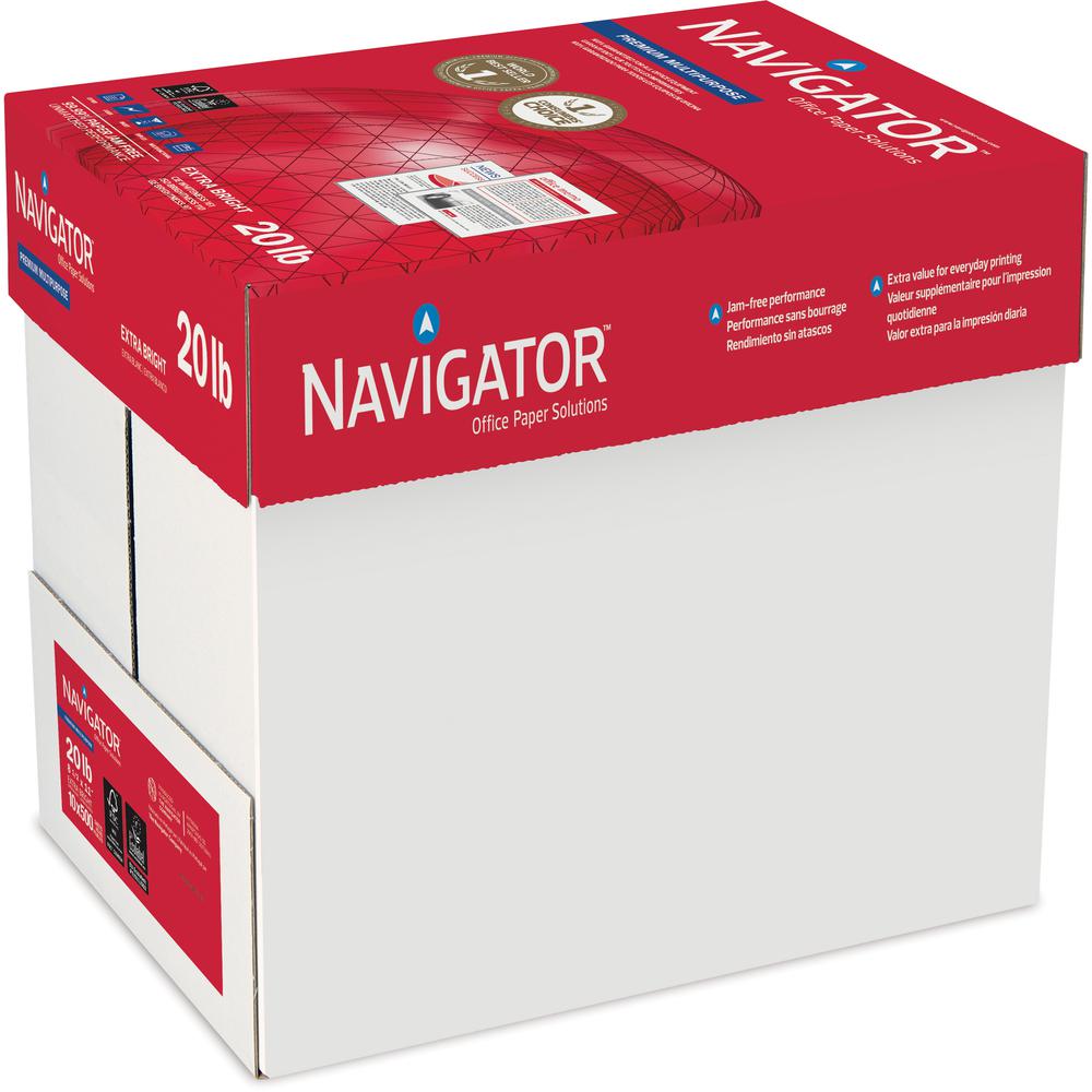 Navigator Premium Multipurpose Trusted Performance Paper - Extra Opacity - White - 97 Brightness - Letter - 8 1/2" x 11" - 20 lb Basis Weight - 200000 / Pallet - White. Picture 5