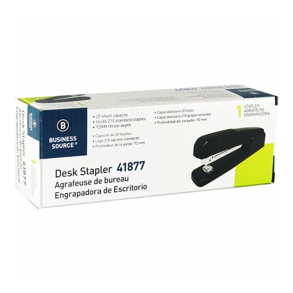 Business Source Die-cast Stapler - Staples Upto 20 Sheet - Holds Upto 210 Staple - Full Strip - Top Loading - Black - Die-cast - 1 Each. Picture 3