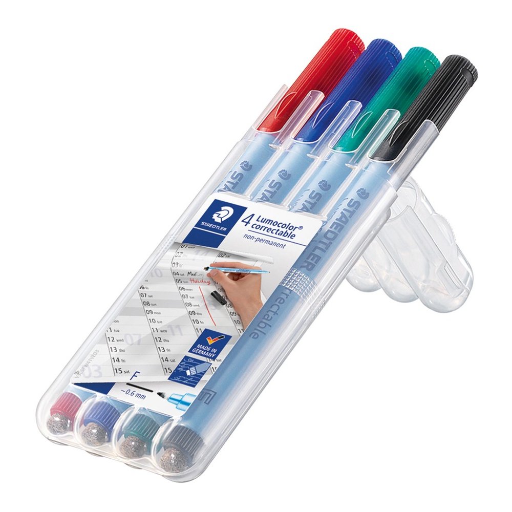 Staedtler Correctable Marker Pens - Refillable - Assorted Ink - Polypropylene Barrel - 4 / Set. Picture 2