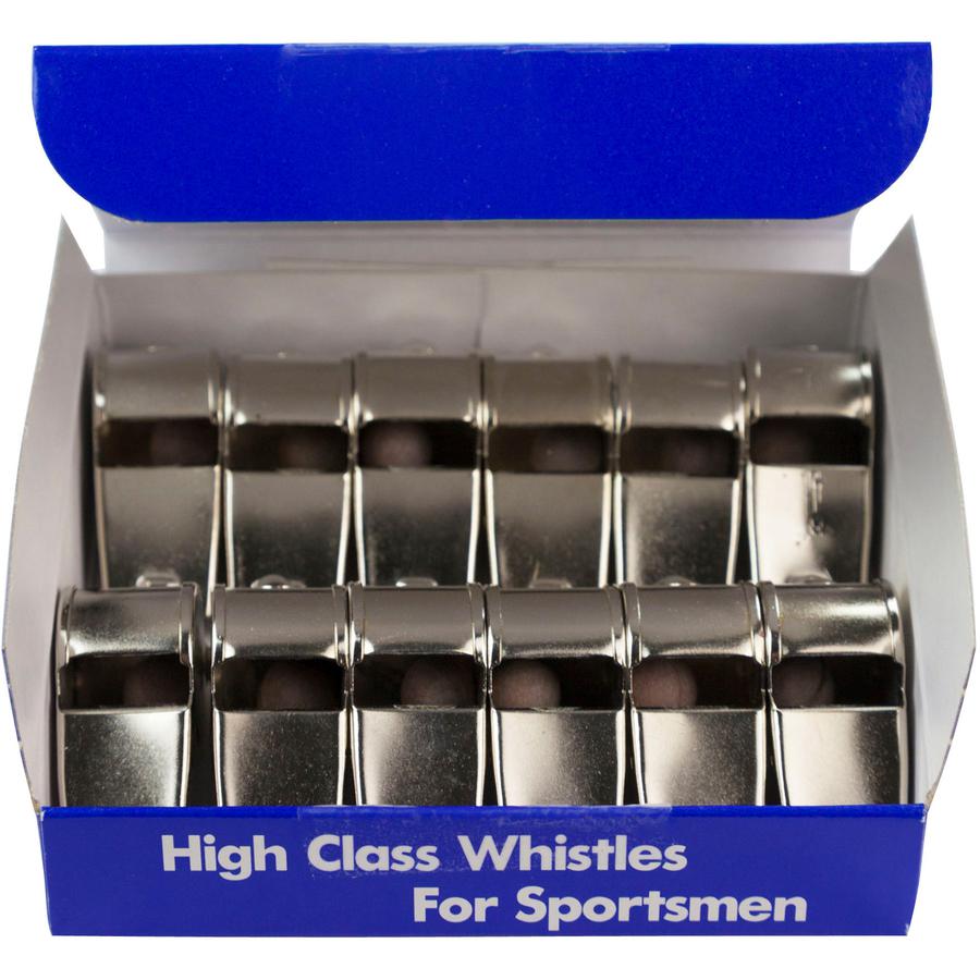 Champion Sports Medium Weight Metal Whistle - 1 Dozen - Silver. Picture 2