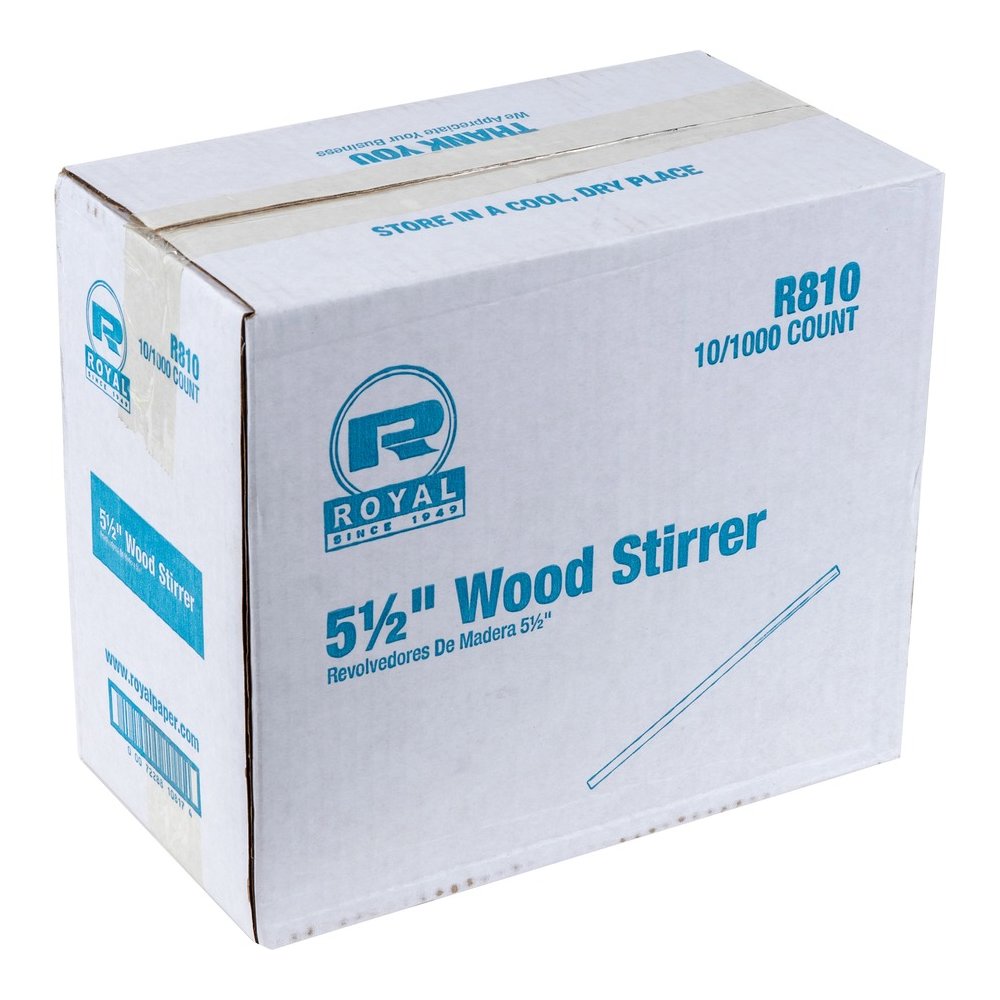 Royal Wood Coffee Stir Sticks - 5.5" Length - Birch Wood - Natural - 1000/Box - 10 / Carton. Picture 4