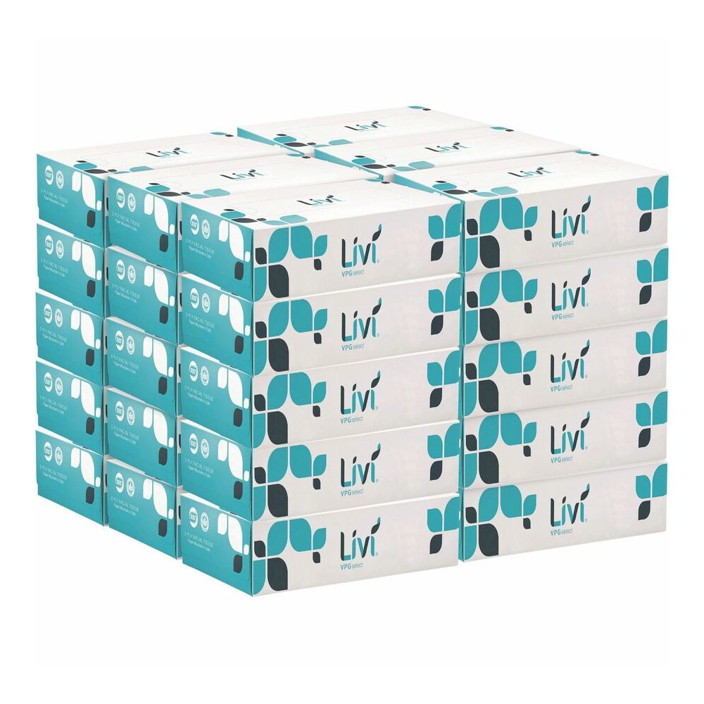 Livi Solaris Paper 2-ply Facial Tissue - 2 Ply - 8.37" Width x 8.07" Length - White - Virgin Fiber - 100/Box - 30 / Carton. Picture 3